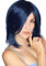 Prettyland blau-schwarz gemischt gesträhnt Mittellange glatte Damen Perücke mit Pony Manga Anime Wig C305