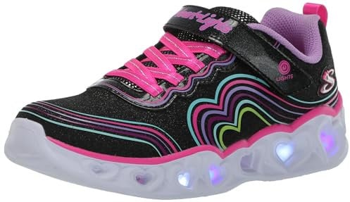 Skechers Baby Girls Heart Lights Retro Hearts Shoes (12 UK Child) (Black/Multicoloured)