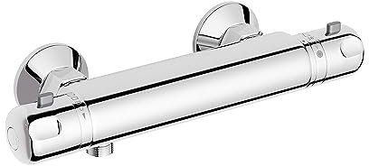 MORADO Luxury Thermostatic Shower Mixer,Modern Thermostatic Shower Bar for Bathroom,Wall Mounted Shower Mixer Valve with Cool Touch Surface,Safety Button at 38°C,Chrome
