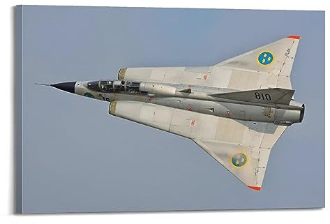 KYTIN Kampfflugzeug-Poster, Viggen Saab-35Fighter, dekorative Malerei, Leinwand, 60 x 90 cm