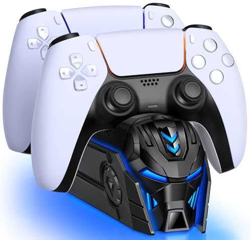 HELLCOOL PS5 Controller Ladestation mit Coolem Aussehen/RGB-Licht für Playstation 5 - Ständer für DualSense/Edge Controller