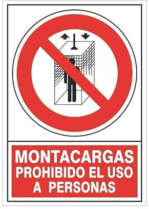 Señal 428 plast.345x245mont.pr.us.pers montacargas prohibido el uso a personas