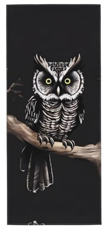 AoRom Handtuch mit Eulen-Motiv, bedruckt, für Badezimmer, Mikrofaser-Handtuch, weiches Gefühl, schnell trocknend, für Fitnessstudio, Dusche, Hotel, 30,5 x 79,5 cm