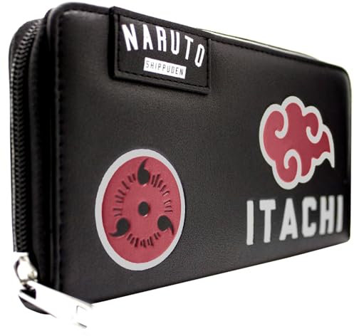 Akatsuki Itachi Sharingan Spiegelrad Auge Portemonnaie Clutch Münzfach & Kartenhalter, Schwarz