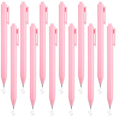 12 Stück Gelstifte Set,Mabor Pink Stuff Kugelschreiber Gelschreiber Einziehbare Stifte Ausgefallener Rollerball Stift Schnell Trocknende Tinte Schwarz für Das Lernen Im Büro (Rose)