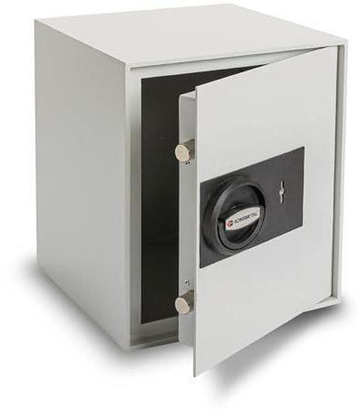 Konsmetall - Tresor Kolibri 2.0 34 S1 für Zuhause, Safe Mit Schlüssel Abschließbar, Möbeltresor 33,7 x 29,8 x 29,8 cm, Box Mit Gesamttürstärke 40 mm, Klasse S1 - Lichtgrau