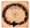 Eigso 8 MM Religious Christian Cross Pendant Link Bracelet for Men Women Fashion Vintage Red Sandal Wood Beaded Wristband for Man Woman