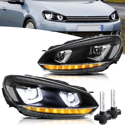 VLAND Scheinwerfer Kompatibel für Golf 6 Golf MK6 TSI Halogen 2008-2013 (Nicht für TDI/GTI/R), 1 Satz (Regulär+d2h)
