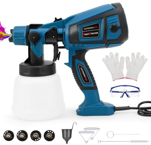 Paint Sprayer 850 W, Shulltji Electric Paint Spray Gun with 4 Nozzles, 3 Spray Patterns, Electric Paint Sprayer 1400 ML Detachable Container, Spray Gun for Fence Wall Ceiling Furniture Cabinet, Blue