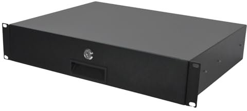 Koscom Connect Cajón con cerradura para armario de red de 19 pulgadas I Server Rack Cajón 483 x 89 x 350 mm I Bandeja para documentos con cerradura I Armario extraíble Organizador 2U I Negro
