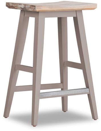 Florence Truffle Bar Stool, Acacia Hardwood Square Seat, Tapered Wooden Legs | W43 H65 D33cm | Fully Assembled Backless Barstool | Kitchen Island Counter, Chair, Breakfast, Dining (truffle)