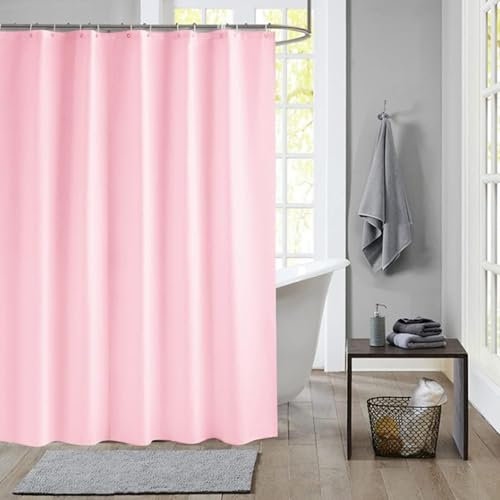 Calefee Duschvorhang 200x240 Anti Schimmel, Badvorhang PEVA Wasserdicht Rosa Einfarbig, Duschvorhang mit Ösen und Haken