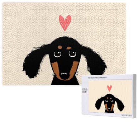 Dackel-Welpenliebe, 1000 Stück Holzspielzeug-Puzzlespiele, Erwachsenenpuzzle, Familienspiele, Wanddekorationen,wie Gezeigt,Einheitsgröße