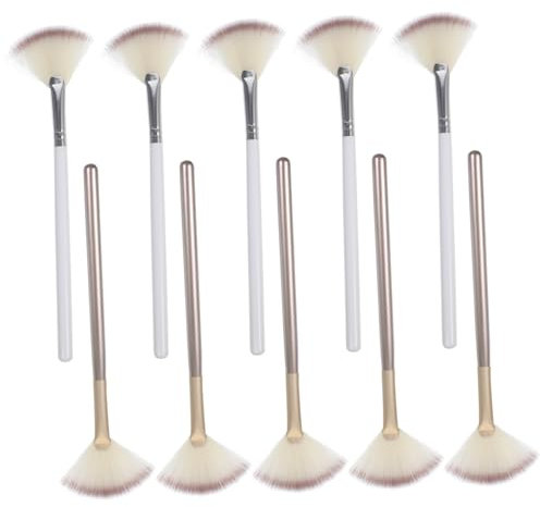 MERRYHAPY 10pcs Fan-shaped Makeup Brushes Set Highlighter and Powder Applicators for Blush and Eyeshadow Soft Synthetic Bristles Suitable for Professional Estheticians and Makeup Artists