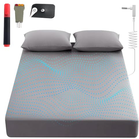 Grounding Sheets Kingsize-Bett, 90 % Bio-Baumwolle + 10 % reine Silberfaser, geerdetes Bettlaken-Set, tiefe Tasche, geerdetes Bettlaken, lindert Schmerzen – verwendet für gesunde Schlaftherapie (Grau