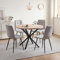 DEYARNA HOME Essgruppe 5-Teilig, 100cm Runder Esstisch und 4 Esszimmerstühle (Cord), Tisch und 4 Stühle für Küche, Wohnzimmer, Balkon, Restaurant, Büro (Helle Holzfarbe+Grau (Cord))