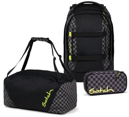 Satch Pack Schulrucksack Set 3tlg. inkl. Schlamperbox und Sporttasche (Dark Skate)