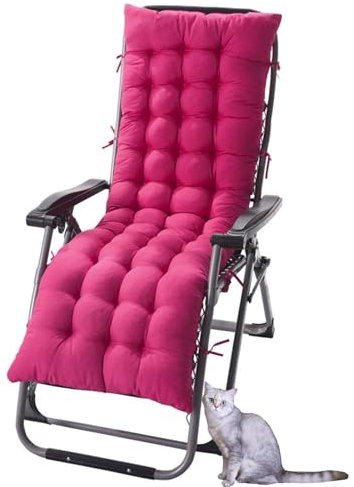 Verdicktes Kissen für Sonnenliege, Kissen, Matratze für Liege, Outdoor, Stuhlkissen für Garten, Terrasse, Balkon, 170 x 48 x 8 cm, Rosa