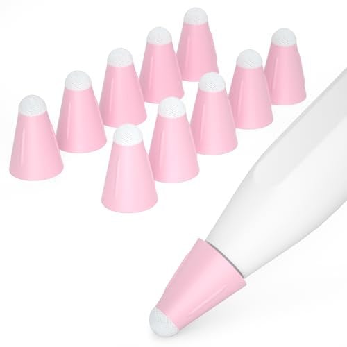 AZF Pack of 10 for Apple Pencil Tips Case, Silicone Fiber Nib Cover for Apple Pencil 2nd Generation and 1st Gen and Apple Pencil Pro/USB-C,Writing Anti-Slip Protective Case (Pink)