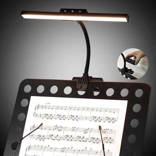 AETEE Superhelle Notenständer-Lichter, LED-Clip-Licht, wiederaufladbar, eingebauter 3500 mAh Lithium-Akku, langlebig, USB-C-Augenpflege-Klemmlampe, Schwanenhals-Design für Notenblätter (aktualisierte