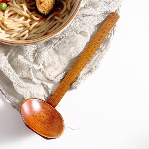 Gohobi Handmade Wooden Soup Spoon – 22cm Ramen, Noodle & Pho Ladle – Classic Oriental-Style Natural Wood Utensil for Everyday Cooking (1)