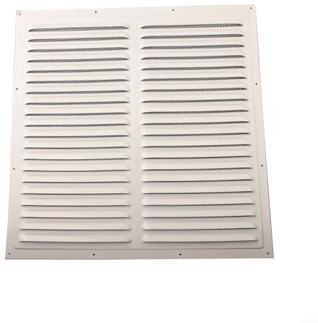 BlesConi Rejilla de ventilación cuadrada de metal con malla protectora para baño, cocina, oficina, uso interior y exterior, color blanco (400 x 400 mm)