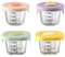 Petits pots pour bébé 4 pièces de 230 ml ronds et carrés en verre non toxique avec couvercle en silicone et graduation résistants à -20-400 °C pour micro-ondes