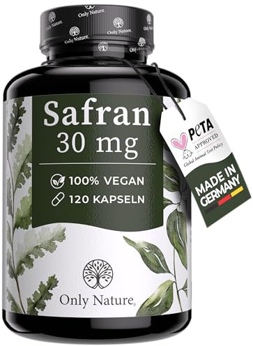 Safran Kapseln 30 mg - (Affron®) – 120 Kapseln – Safran Extrakt 10:1 – Innere Balance & Stimmungsaufheller – Vegan, Made in Germany & Laborgeprüft - Saffron Supplement