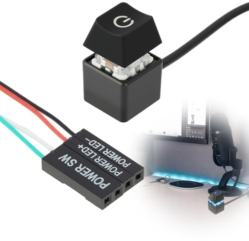 PC Power Button Externer Startknopf mit LED, Desktop Netzschalter für Computer, 1.8M Verlängerungskabel，tragbarer büroschalter，Ideal für Büro und Heimgebrauch，Geeignet für alle Desktops