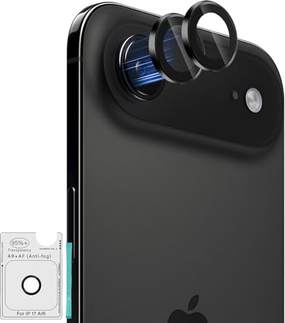 ELYCO 2 Stück für iPhone Air Kameraschutz für Panzerglas - 9H Härte Blasenfrei Kamera Schutzfolie, Individuelle Kamera Objektivschutz, Kratzfest & Ultra-HD Klarheit Schutzglas - Schwarz