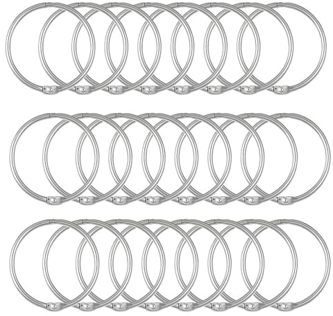 Packung mit 24 Duschvorhangringen Warenring Metallring Vielnderinge mit Duschvorhanghaken, Duschringen für Badezimmer Kleidung Loseblatt Sammelalbum