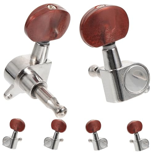 UTHCLO 6 Satz Teiliges Gitarren Stimmwirbel Vollständig Geschlossene Mechaniken für Westerngitarren Locking Tuners Ersatzteile mit Braunem Passend für Folk und Akustikgitarren