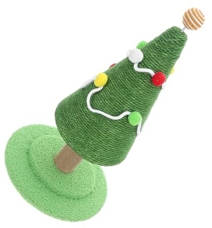 DOITOOL Weihnachtlicher Katzenkratzbaum Mittlere Natürlicher Sisalstamm Dekorativer Kratzbaum für Katzen Weihnachtsbaum Design mit Bunten Bommeln Fördert Kratz Kletterverhalten