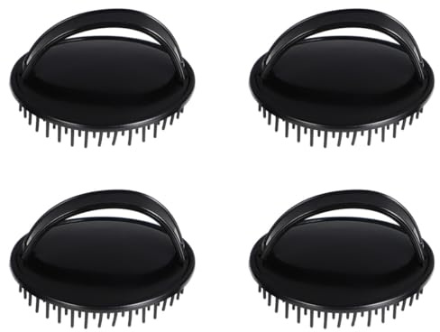 Shampoo Haarmassagebürste für Kopfhautpflege, Ergonomisch | Kunststoff, Schwarz, für Erwachsene und Kinder, Komfortabler Griff, Sanfte Anwendung, 4 Stück