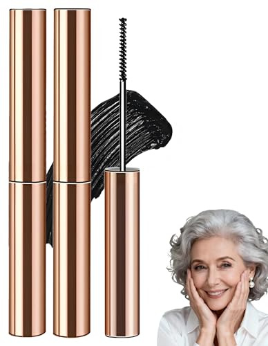 Jutqut 2PCS Wimperntusche für ältere Frauen, Wasserfeste Schwarze Mascara | Langanhaltende Wischfester, Natürlich, Hypoallergen, Volumen & Definition, Nicht klumpender