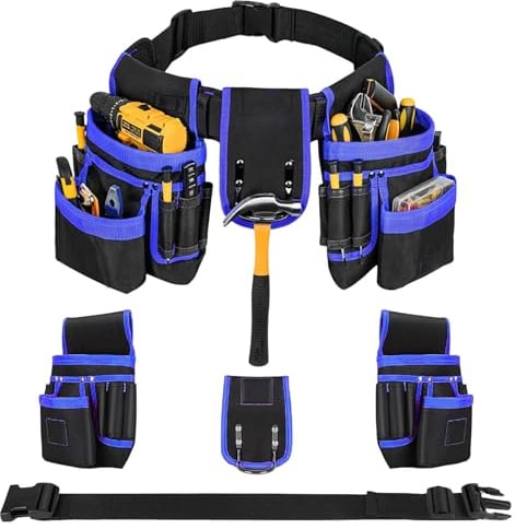 Borsa da Cintura per Attrezzi Marsupio Porta Attrezzi in Tela Oxford Cinture Porta Attrezzi Multi Tasche con Cinture Regolabile e 26 tasche per Elettricista Carpentiere Tecnico Manutenzione