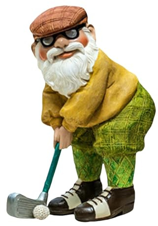 Statue drôle de nain de jardin de golf – Grandes statues de golf en résine de 25,5 cm | Figurine de paysage artistique nain de jardin extérieur fantaisiste, Figurine de Gnome de golfeur ludique pour l