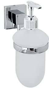 Fackelmann 86755 distributeur de savon, distributeur savon mural, distributeur, porte savon mural, porte savon liquide, zinc, gris, chrome, 7 x 17 x 12 cm