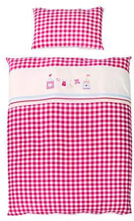 roba Bettwäsche 2-tlg, Kollektion 'Sunny Day rot', Kinderbettwäsche 100x135 cm, 100% Baumwolle, Decken-& Kissenbezug für Babys & Kinder