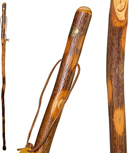 Brazos Rustic Wood Walking Stick, Hickory, Traditional Style Handle, for Men & Women, Made in the USA, 41