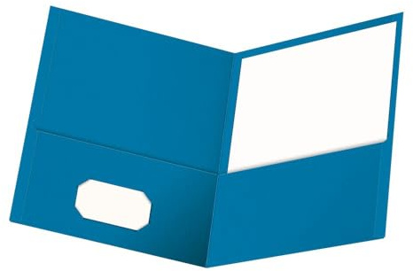 Oxford Twin-Pocket Folders, Textured Paper, Letter Size, Light Blue, Holds 100 Sheets, Box of 25 (57501EE)