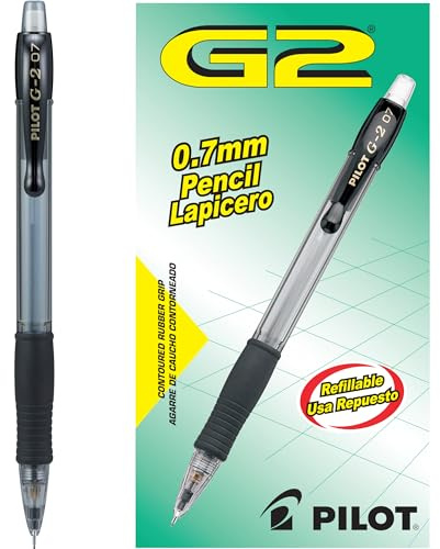PILOT G2 Mechanical Pencils 0.7mm, HB Lead, Black Accents, Pack of 12