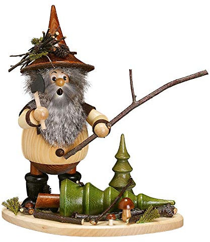 Drechselwerkstatt Uhlig DWU | Räucherfigur Räuchermann Räuchermännchen | Weihnachtsdekoration Handwerkskunst aus dem Erzgebirge | 26 cm | Waldarbeiter