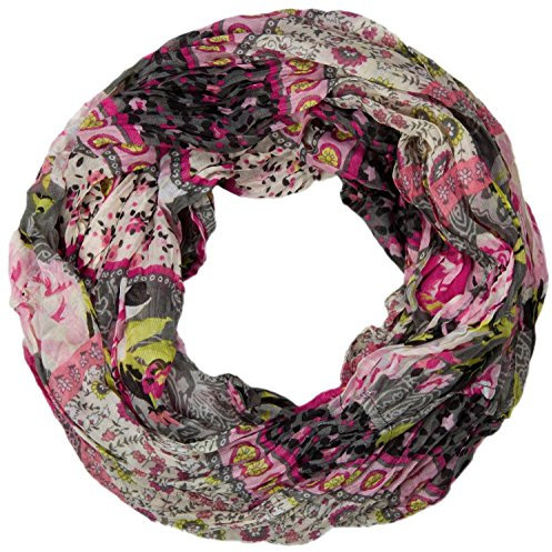 styleBREAKER Loop Schlauchschal mit Blumen Alloverprint Mustermix, Crash and Crinkle, Paisley, Punkte, Blüten, Rosen 01014008, Farbe:Grau