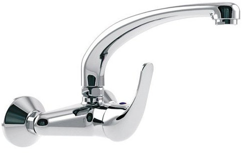 GRIFO FREGADERO MONOMANDO PARED CAÑO ALTO CROMO 11CM