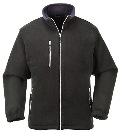 Portwest F401 City Fleece Long Sleeve Contrast Silver Zip Machine Washable | Black, Small, Secure Fit, Drawcord Adjustable Hem, Elasticated Cuffs, Phone Pocket, 3 Pockets, Anti-Pill Finish, Corporate