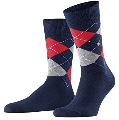 Burlington Socken King Baumwolle Größe 40-50 Herren schwarz grau viele weitere Farben verstärkte Herrensocken mit Muster atmungsaktiv kariert mit Argyle und bunt 1 Paar