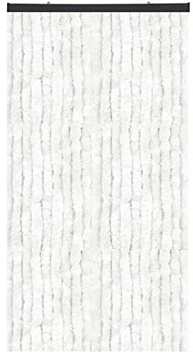 Flauschvorhang, Chenille Vorhang, Insektenschutz für den Sommer Extrabreit, Auswahl: 140x200 Unistreifen weiß