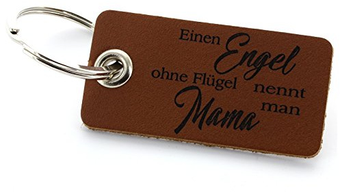 Lieblingsmensch aus Leder - Engel ohne Flügel Schlüsselanhänger, 12 cm, Braun