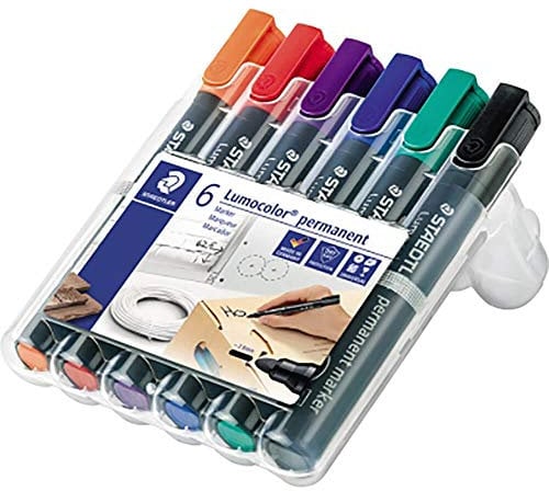 STAEDTLER Lumocolor 352 WP6 Bullet Tip Permanent Marker - Assorted Colours (Pack of 6)